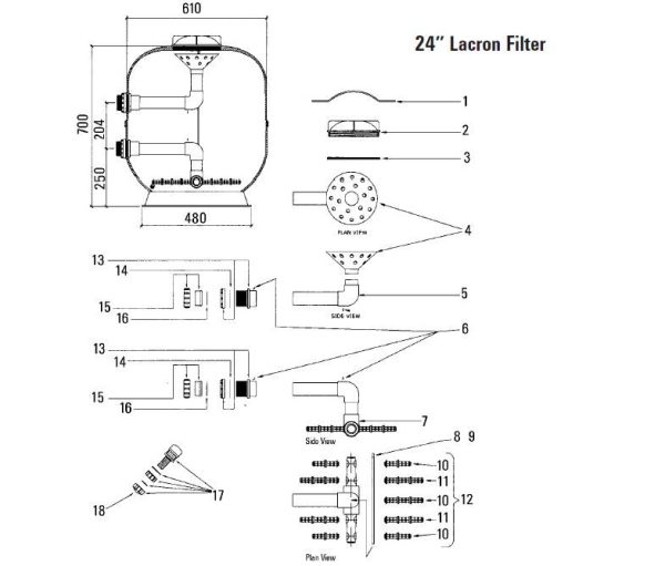 Lacron - Drain Plug Complete - Fits 18", 24", 30" | SPL0852