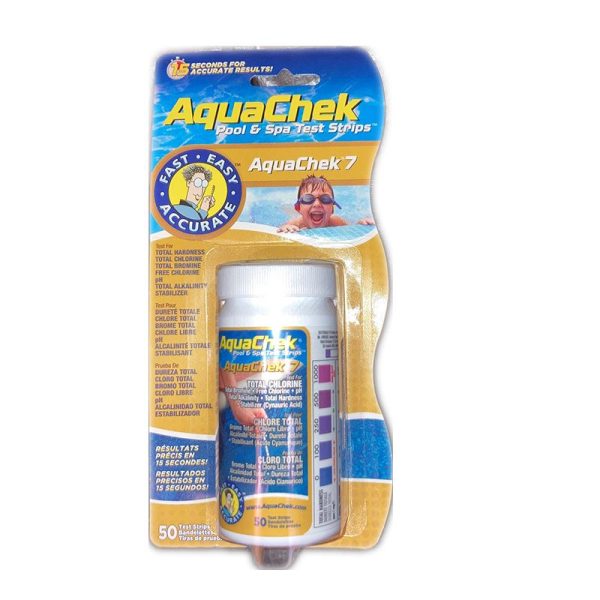 Aquachek 7 - Total Chl, Free Chl, Total Br, TH, pH, TA, CyA - 50 strips | AQC-470-0008