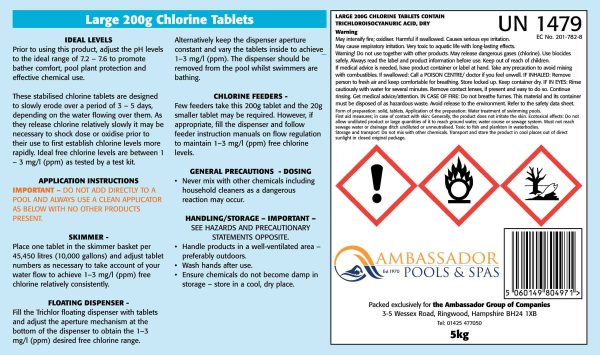 20kg (4 x 5kg) 200gm Stabilised Chlorine Tablets | CLTAB2005AP_4 - Image 2