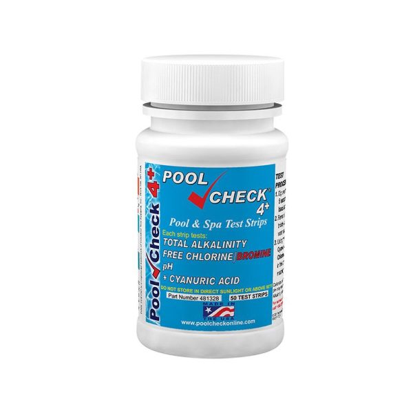 PoolCheck 4+ - Free Chlorine, PH, TA, Cyanuric Acid - 50 strips | 481328