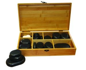 AFHS/50 | 50 piece hot stone set in wooden box
