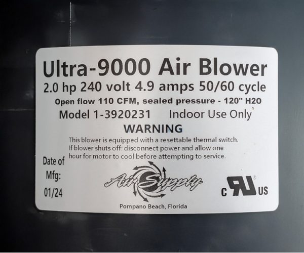 Air Supply Ultra 9000 Blower - 2.0HP - Image 3
