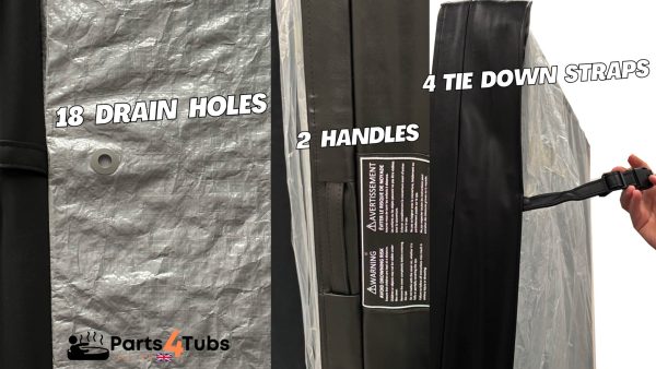 Hot Tub Cover – 220 cm x 220 cm, 5 cm Corner Radius, Vinyl – Black - Image 2