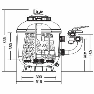 Alternative view of Plastica Endurance 20" Gelcoat Side Mount Filter with 1.5" Multiport Valve
